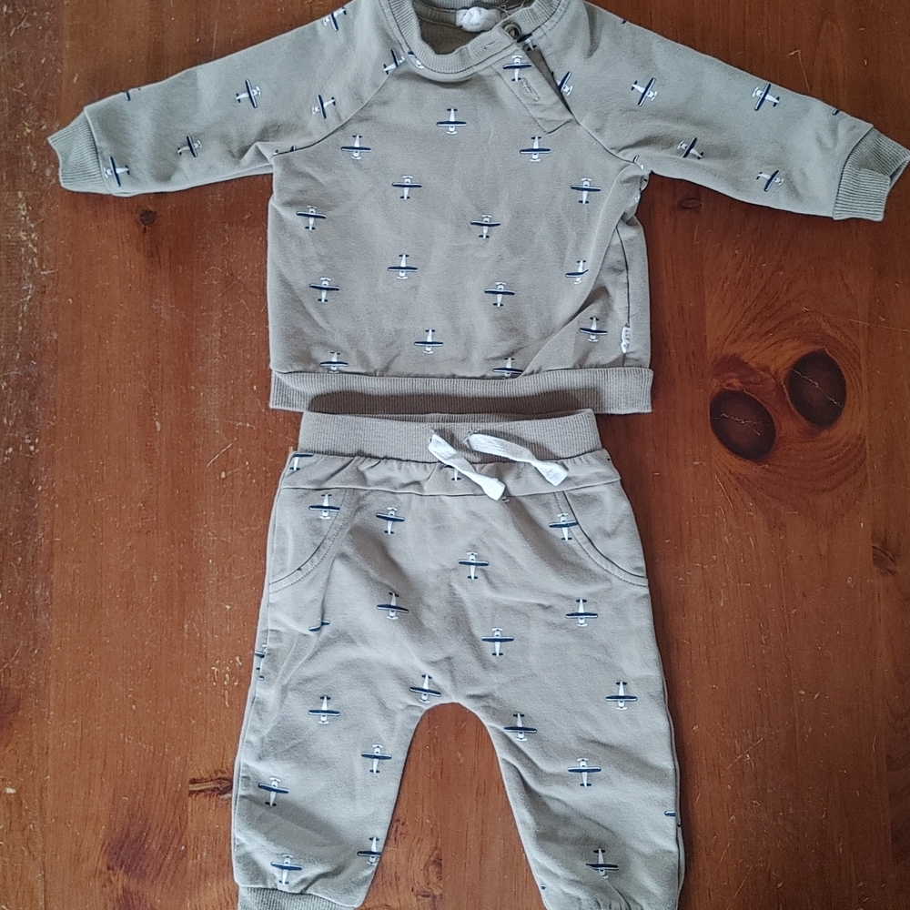Petit Lem Green Airplanes Set - Firsts Label